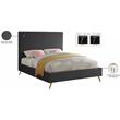 Maklaine Contemporary Velvet Queen Bed in Gray