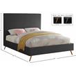 Maklaine Contemporary Velvet Queen Bed in Gray