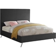 Maklaine Contemporary Velvet Queen Bed in Gray