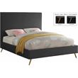 Maklaine Contemporary Velvet Queen Bed in Gray