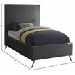 Maklaine Contemporary Velvet Twin Bed in Gray