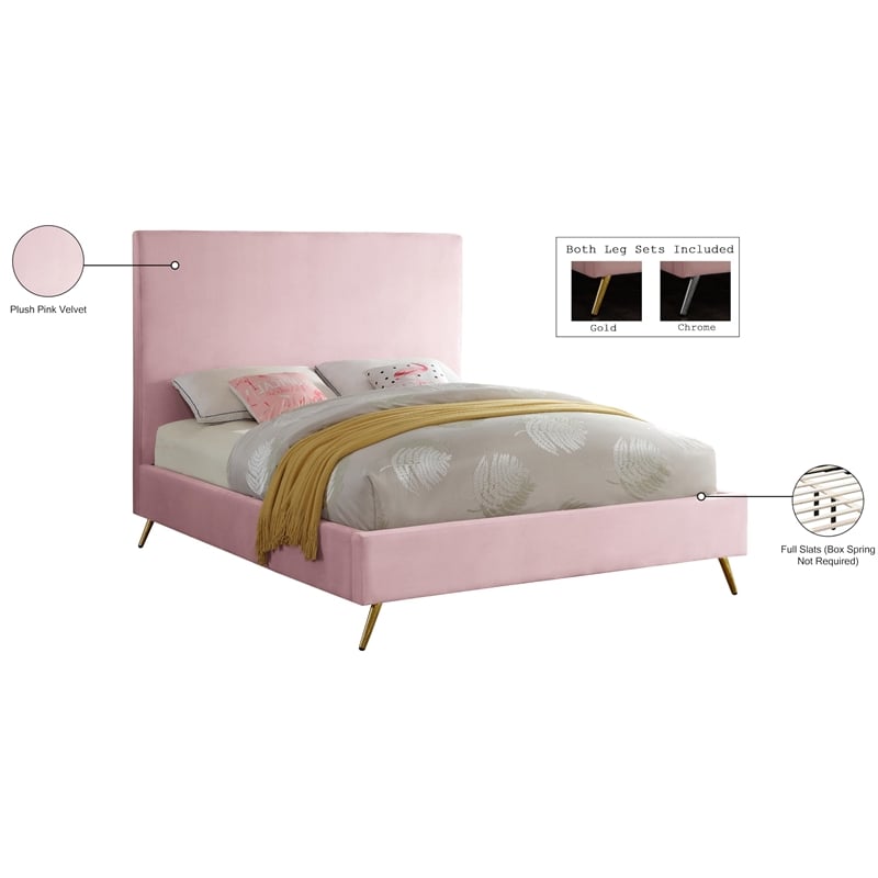 Maklaine Contemporary Velvet Twin Bed in Navy