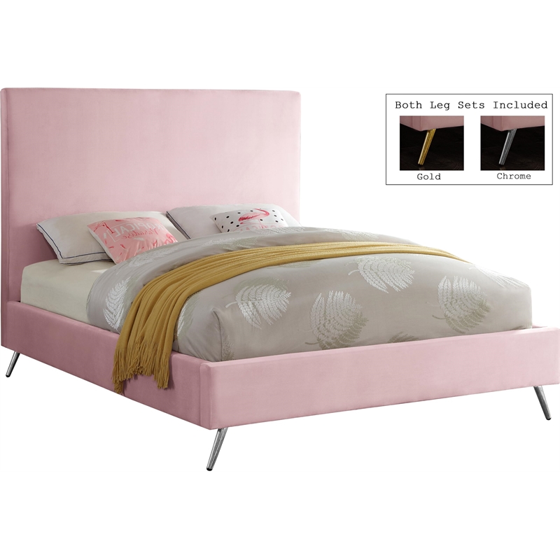 Maklaine Contemporary Velvet Twin Bed in Navy