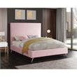 Maklaine Contemporary Velvet King Bed in Pink