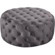 Maklaine Contemporary Button Tufted Gray Velvet Ottoman and Bench