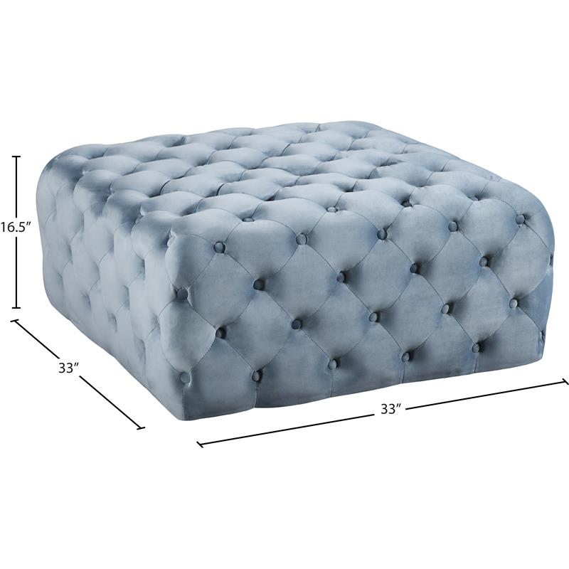 Maklaine Contemporary Button Sky Blue Velvet Ottoman and Bench