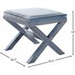 Maklaine Contemporary Velvet Ottoman/Bench in Sky Blue