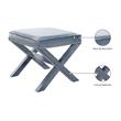 Maklaine Contemporary Velvet Ottoman/Bench in Sky Blue