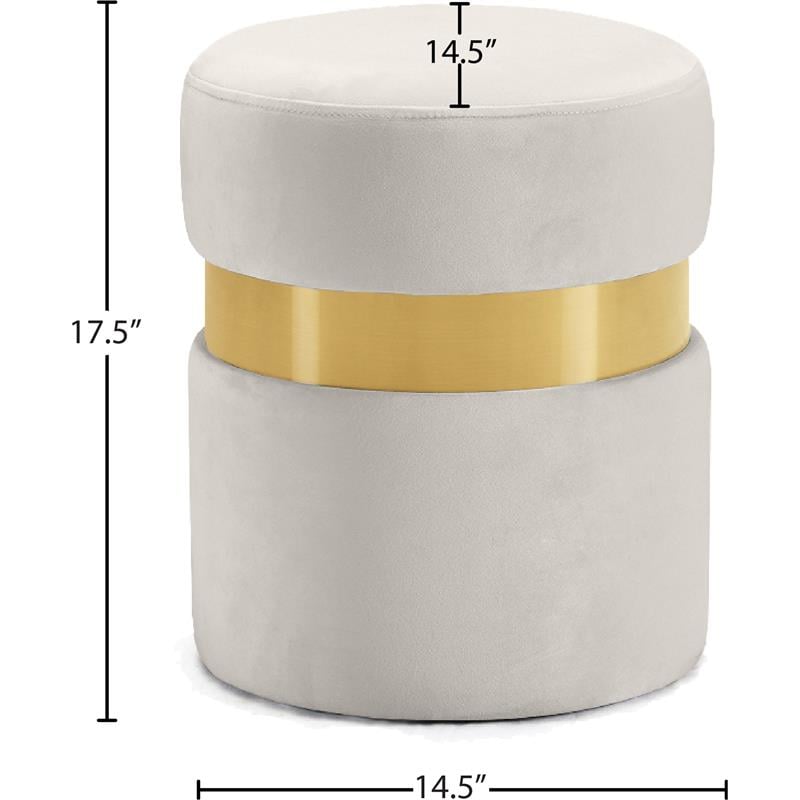 Maklaine Contemporary Velvet Ottoman/Stool in Cream