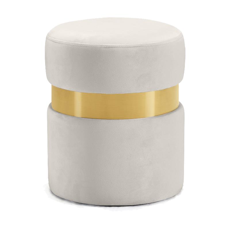 Maklaine Contemporary Velvet Ottoman/Stool in Cream