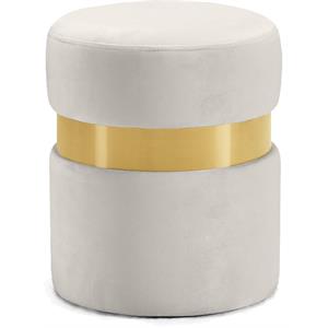 Maklaine Contemporary Velvet Ottoman/Stool in Cream