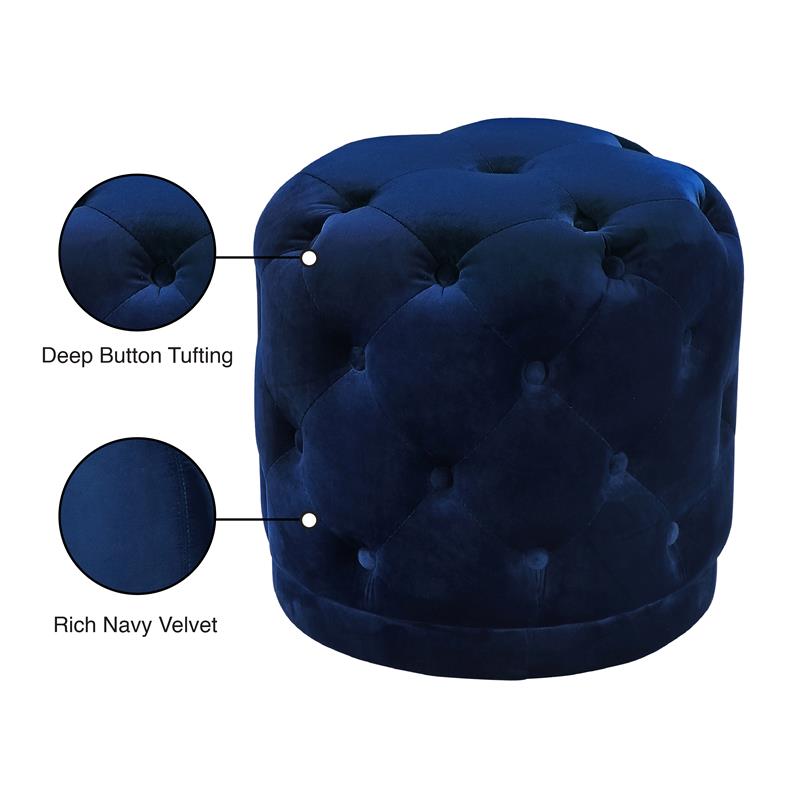 Maklaine Contemporary Velvet Ottoman/Stool in Navy