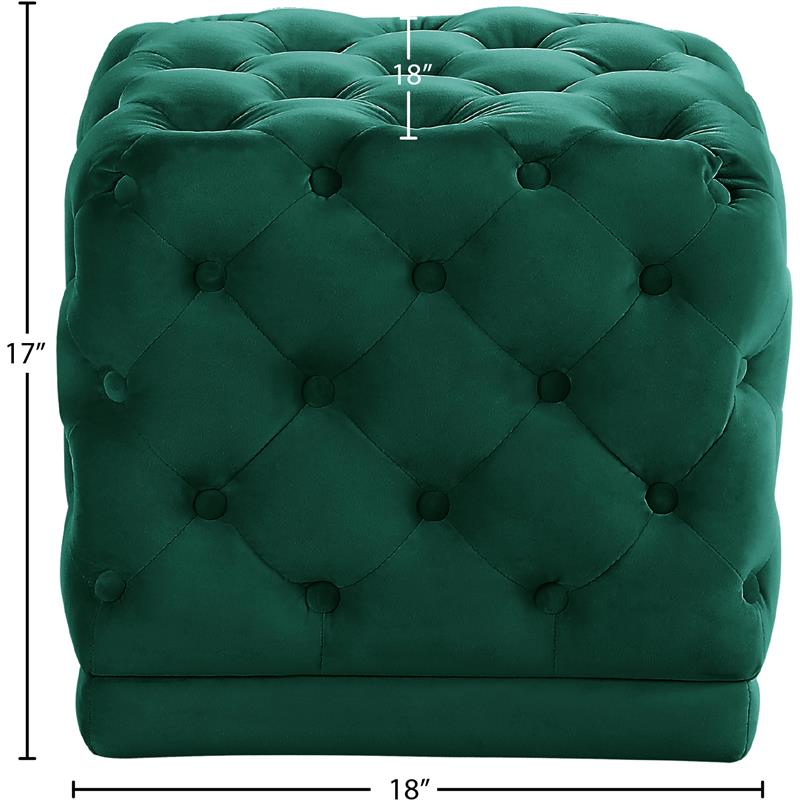 Maklaine Contemporary Velvet Ottoman/Stool in Green