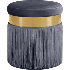 Maklaine Contemporary Velvet Ottoman/Stool in Gray