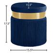 Maklaine Contemporary Velvet Ottoman/Stool in Navy