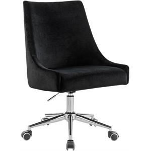 maklaine contemporary swivel adjustable black velvet and chrome office chair