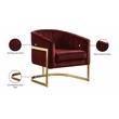 Maklaine Contemporary Burgundy Velvet Accent Chair with Gold Base