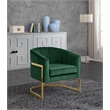 Maklaine Contemporary Green Velvet Accent Chair with Stainless Steel Base