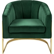 Maklaine Contemporary Green Velvet Accent Chair with Stainless Steel Base