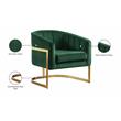 Maklaine Contemporary Green Velvet Accent Chair with Stainless Steel Base