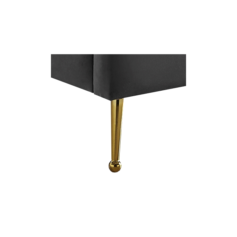 Maklaine Contemporary Solid Wood and Tufted Velvet Twin Bed in Gray