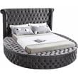 Maklaine Contemporary Upholstery Gray Velvet Full Bed