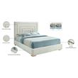 Maklaine Contemporary Cream Velvet King Bed with Gold/Chrome Legs Included