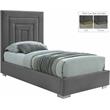 Maklaine Contemporary Gray Velvet Twin Bed with Gold/Chrome Legs Included
