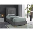 Maklaine Contemporary Gray Velvet Twin Bed with Gold/Chrome Legs Included