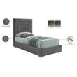 Maklaine Contemporary Gray Velvet Twin Bed with Gold/Chrome Legs Included