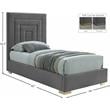 Maklaine Contemporary Gray Velvet Twin Bed with Gold/Chrome Legs Included