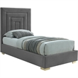 Maklaine Contemporary Gray Velvet Twin Bed with Gold/Chrome Legs Included