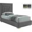 Maklaine Contemporary Gray Velvet Twin Bed with Gold/Chrome Legs Included
