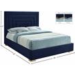 Maklaine Contemporary Navy Velvet Full Bed with Gold/Chrome Legs Included