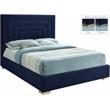 Maklaine Contemporary Navy Velvet Full Bed with Gold/Chrome Legs Included