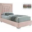 Maklaine Contemporary Rich Pink Velvet Twin Bed with Gold/Chrome Legs Included