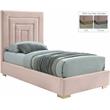 Maklaine Contemporary Rich Pink Velvet Twin Bed with Gold/Chrome Legs Included