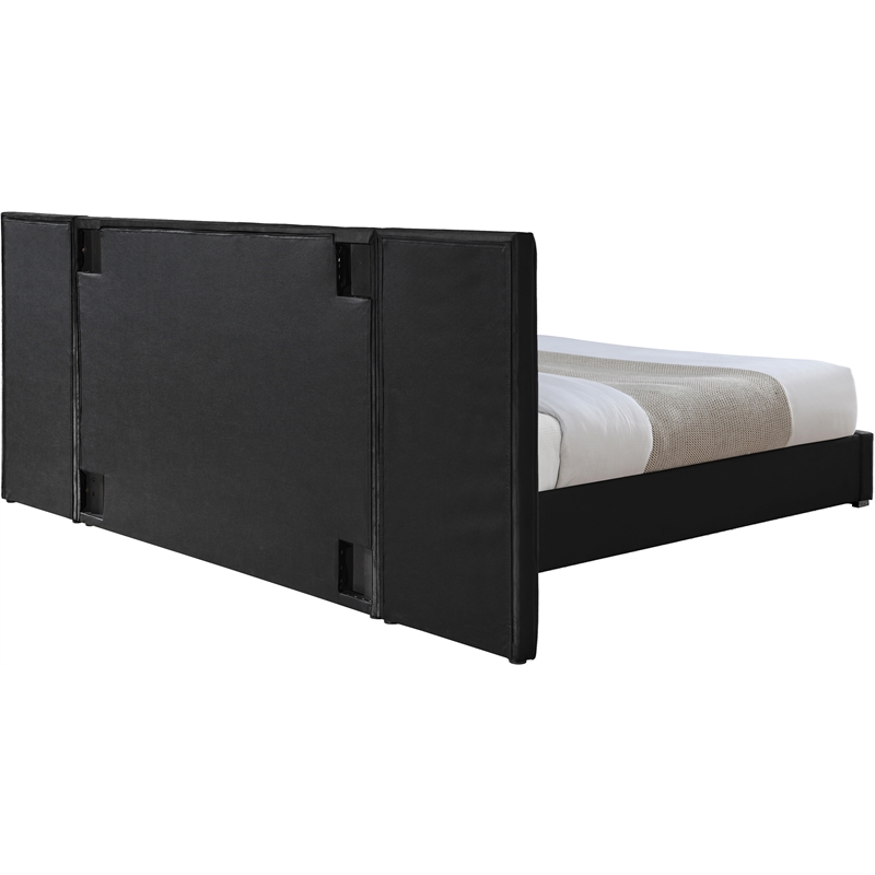Maklaine Contemporary Black Velvet Queen Bed with Chrome Metal Legs