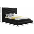 Maklaine Velvet Black Queen Bed Rectangular Deep Button Tufting 98