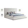 Maklaine Contemporary Upholstery Cream Velvet King Bed