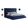 Maklaine Contemporary Upholstery Navy Velvet King Bed