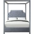 Maklaine Contemporary Tufted Velvet King Bed in Gray