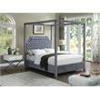 Maklaine Contemporary Tufted Velvet King Bed in Gray