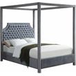 Maklaine Contemporary Tufted Velvet King Bed in Gray
