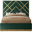 Maklaine Contemporary Rich Velvet Queen Bed in Green