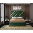 Maklaine Contemporary Rich Velvet Queen Bed in Green
