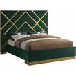 Maklaine Contemporary Rich Velvet Queen Bed in Green