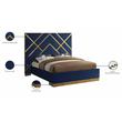 Maklaine Contemporary Rich Velvet King Bed in Navy