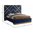 Maklaine Contemporary Rich Velvet King Bed in Navy