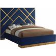 Maklaine Contemporary Rich Velvet King Bed in Navy